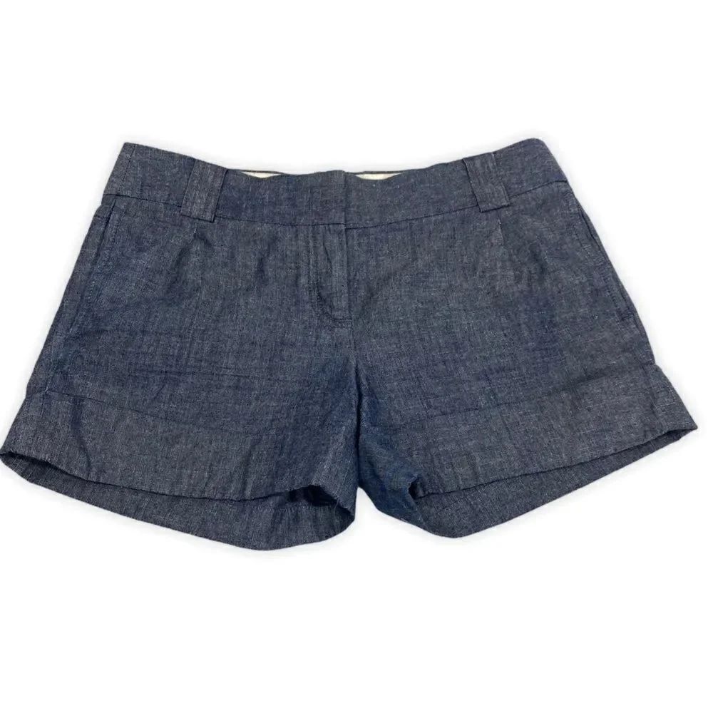 J. Crew Chambray Cuff Shorts Size 6